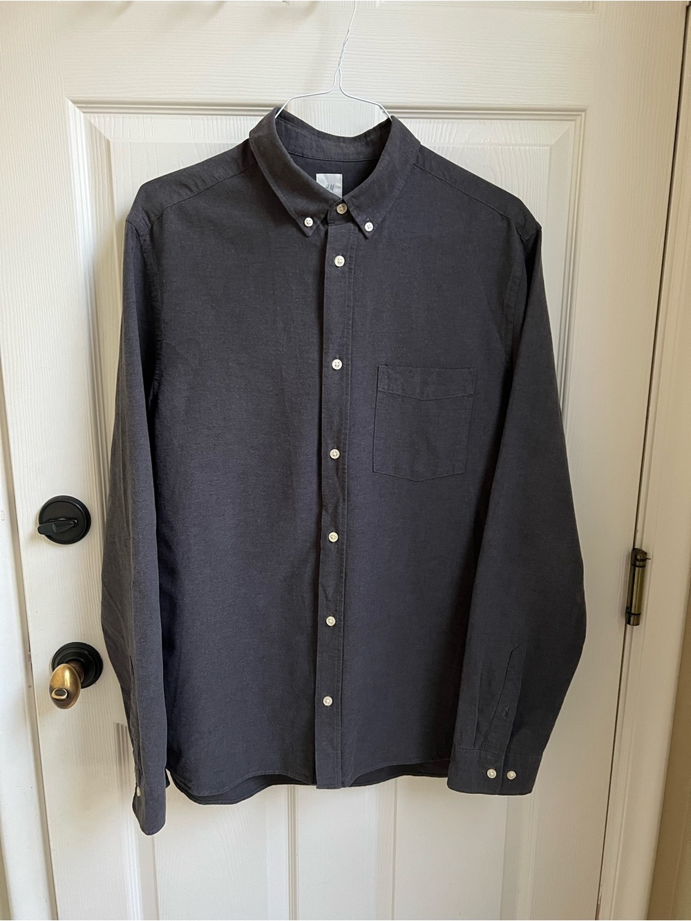 H&M Men's Winter Button-Down Shirt - Charcoal Gray